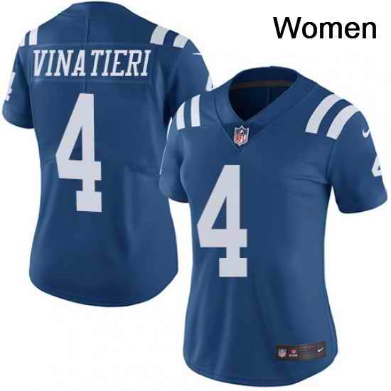Womens Nike Indianapolis Colts 4 Adam Vinatieri Limited Royal Blue Rush Vapor Untouchable NFL Jersey